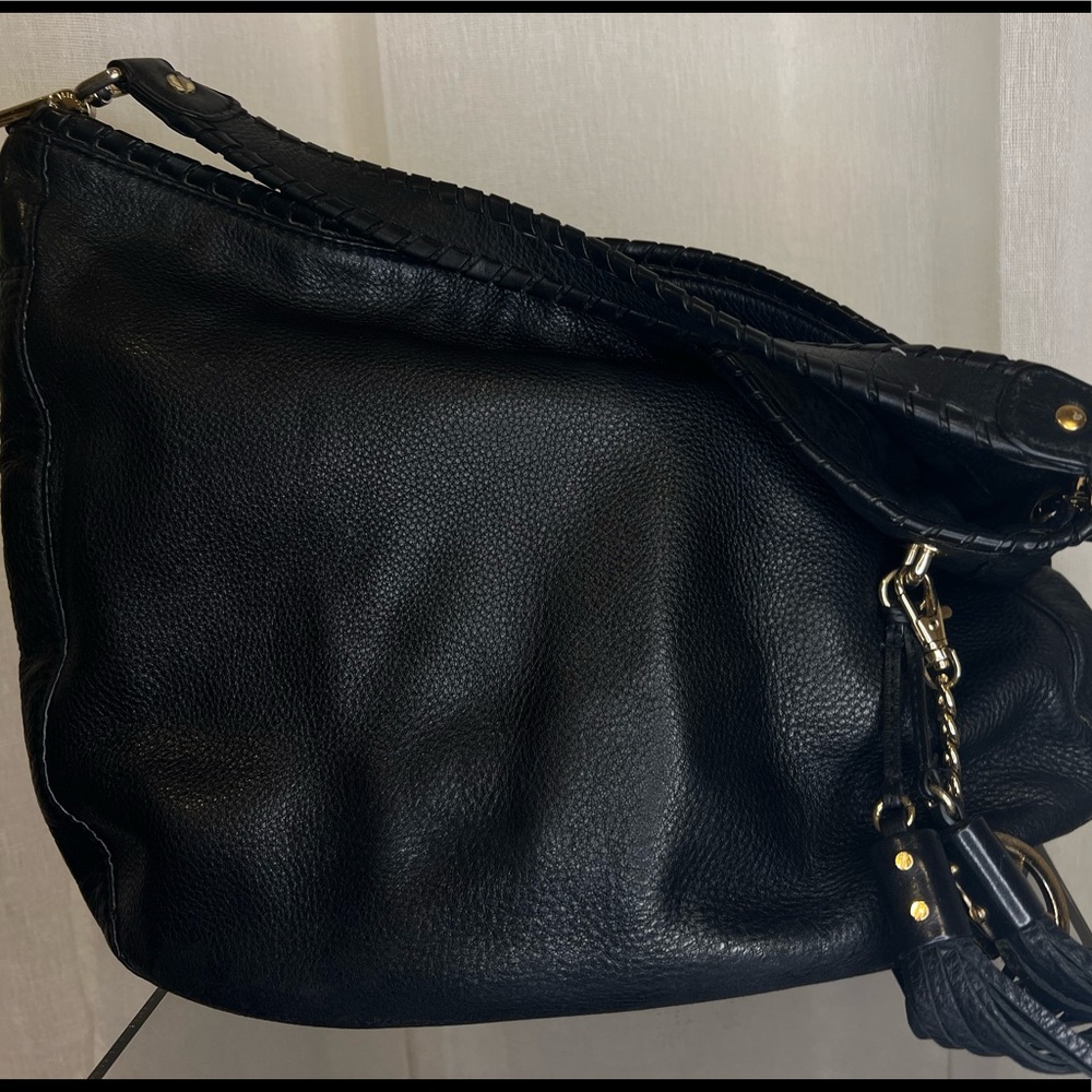 Michael Kors black leather hobo bag